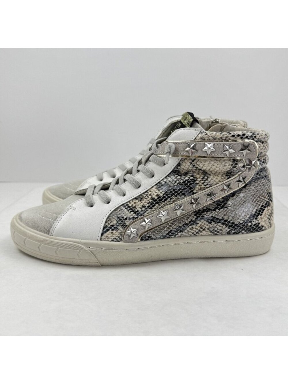 Vintage Havana High Top Sneakers Womens Size 8.5 Gray Snake Cliff Side Zip Laces